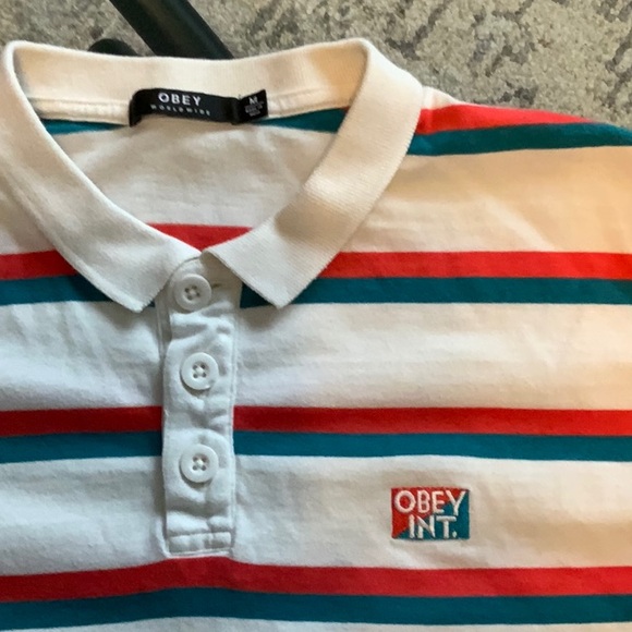 Obey stripped cropped polo shirt - Picture 2 of 5